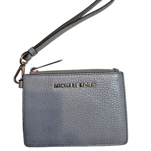 Michael Kors Jet Set Travel Blue Leather Coin Card Purse Wallet